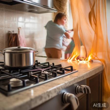 远离燃气灶，防火安全！