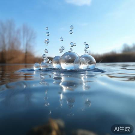 湖水加热气泡冒出