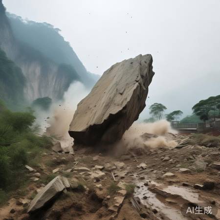 凤山巨石滚落，景象惊悚