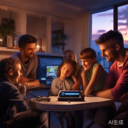 “电视盒连接游戏机，家庭欢乐时