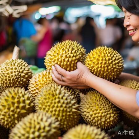 挑榴莲技巧：外观黄棕，香味浓郁