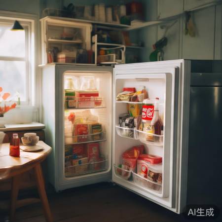 迷你冰箱里的冰可乐,夏日清凉神